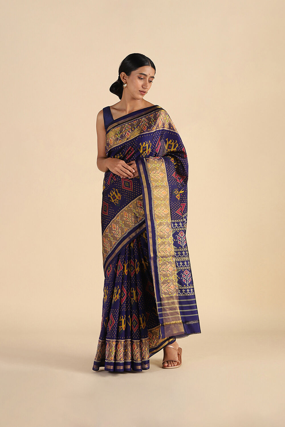 Blue Handwoven Rajkot Patola Ikat Pure Silk Saree image number null