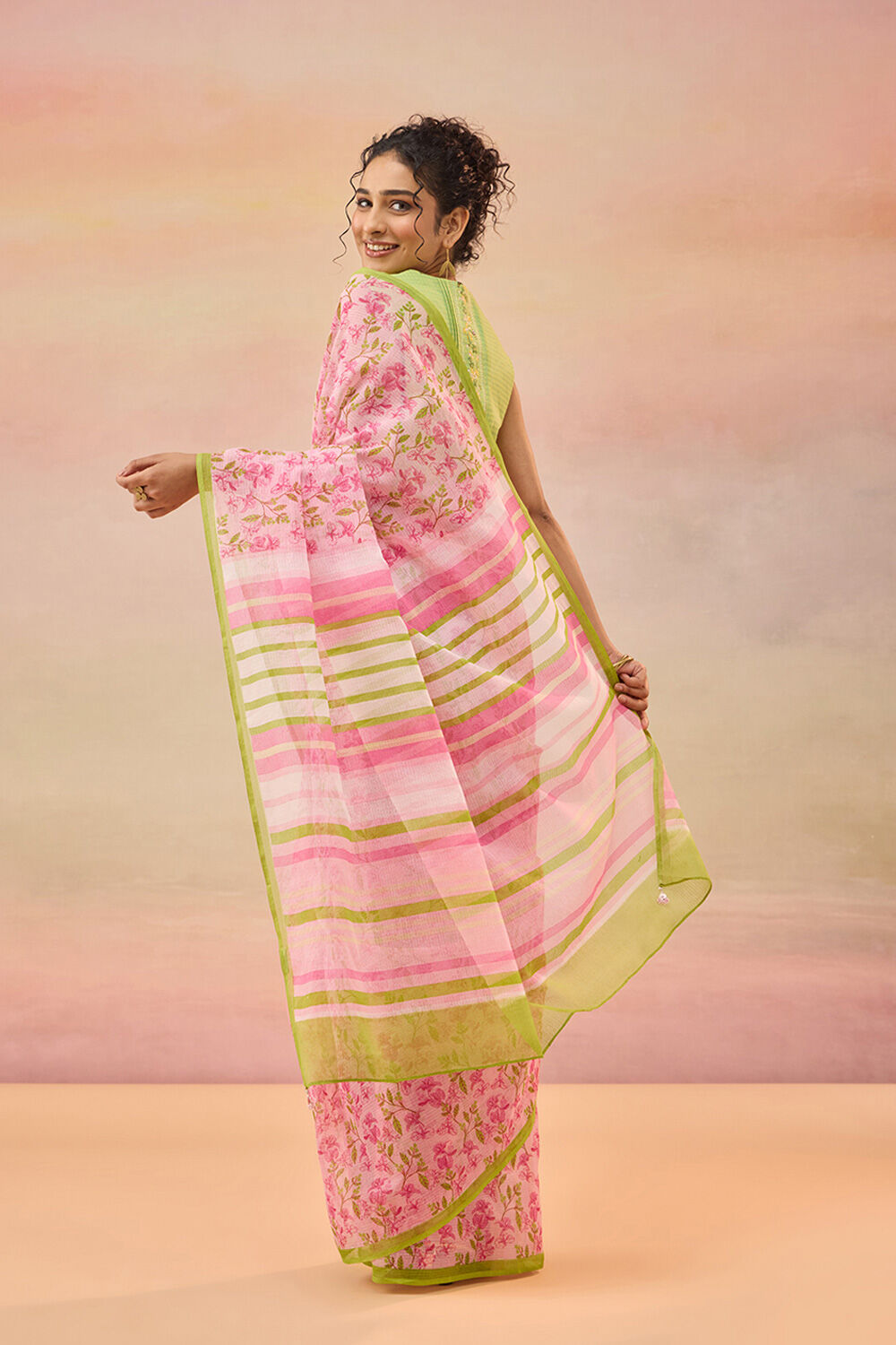 Pink Bengal Screen Printed Pure Cotton Kota Saree image number null