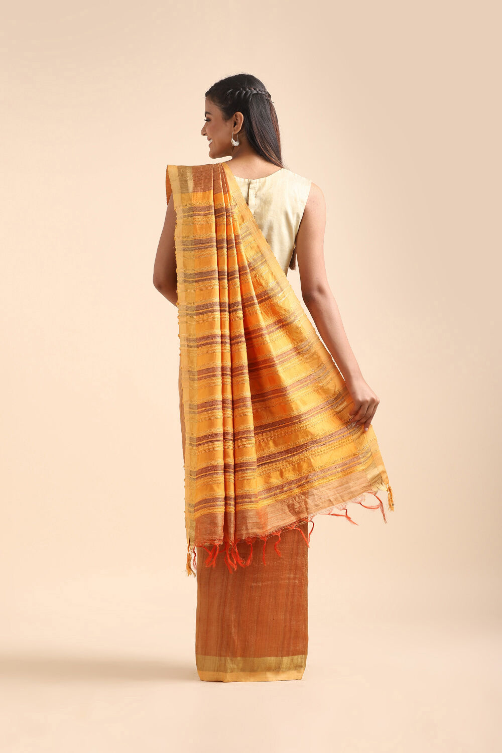 Orange Pure Tussar Bhagalpuri Saree image number null