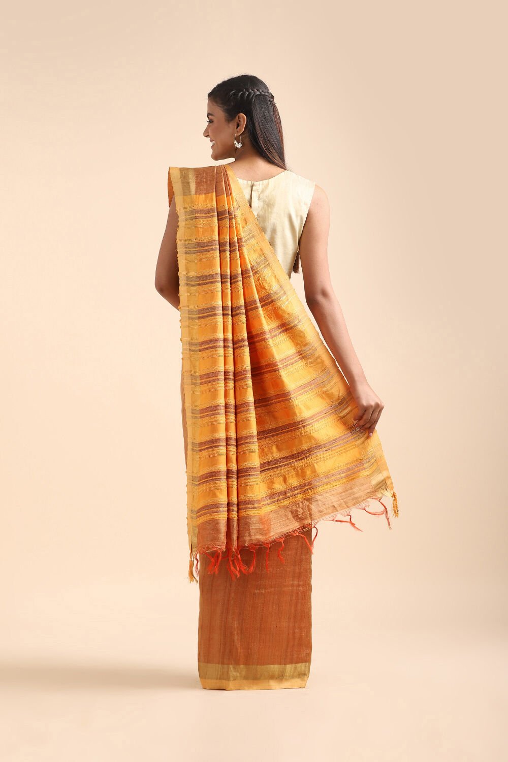 Orange Pure Tussar Bhagalpuri Saree image number null
