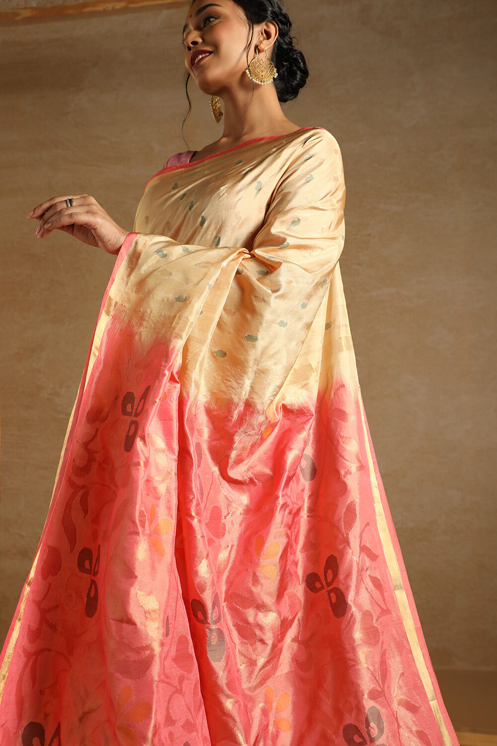 Beige Pure Silk Uppada Jamdani Saree image number null