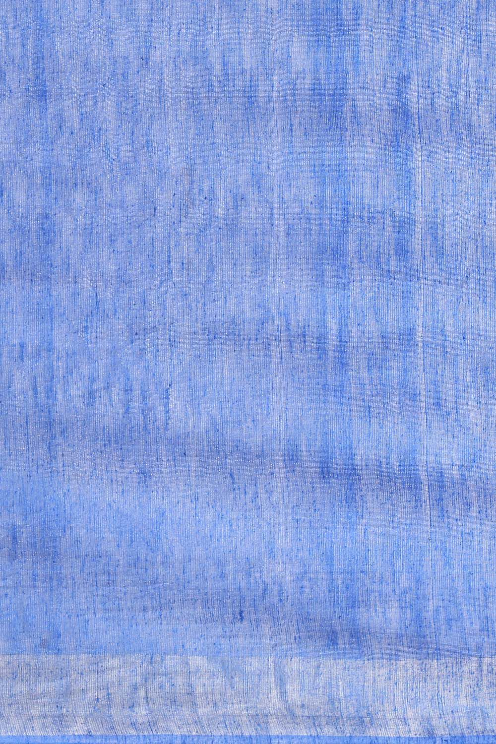 Light Blue Pure Tussar Silk Bhagalpuri Saree image number null