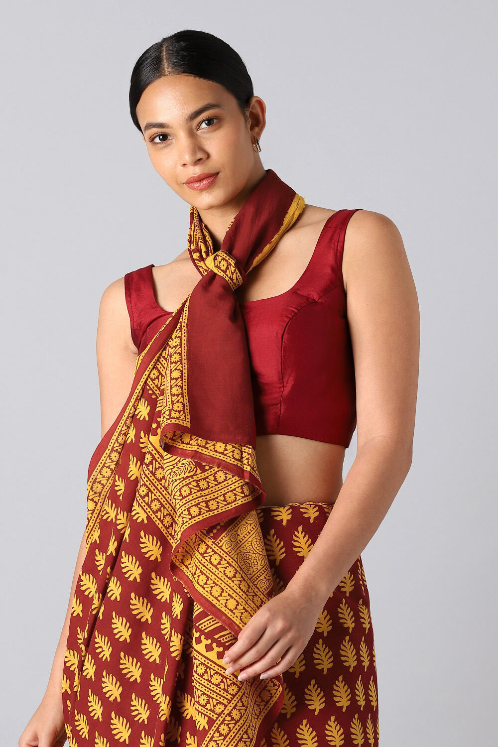 Red Pure Cotton Bagh Printed Saree image number null