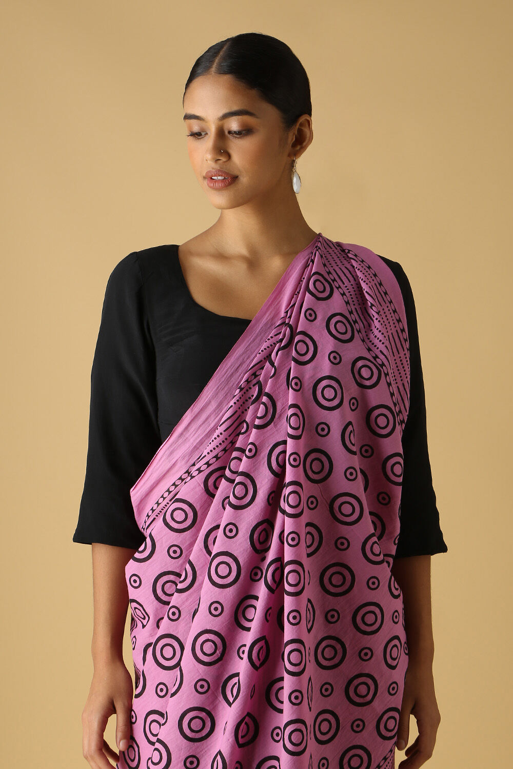 Light Pink Cotton Printed Saree image number null