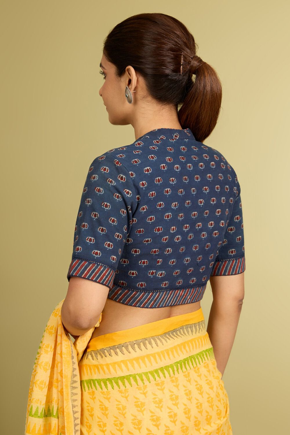 Blue Pure Cotton Ajrakh Blouse image number null