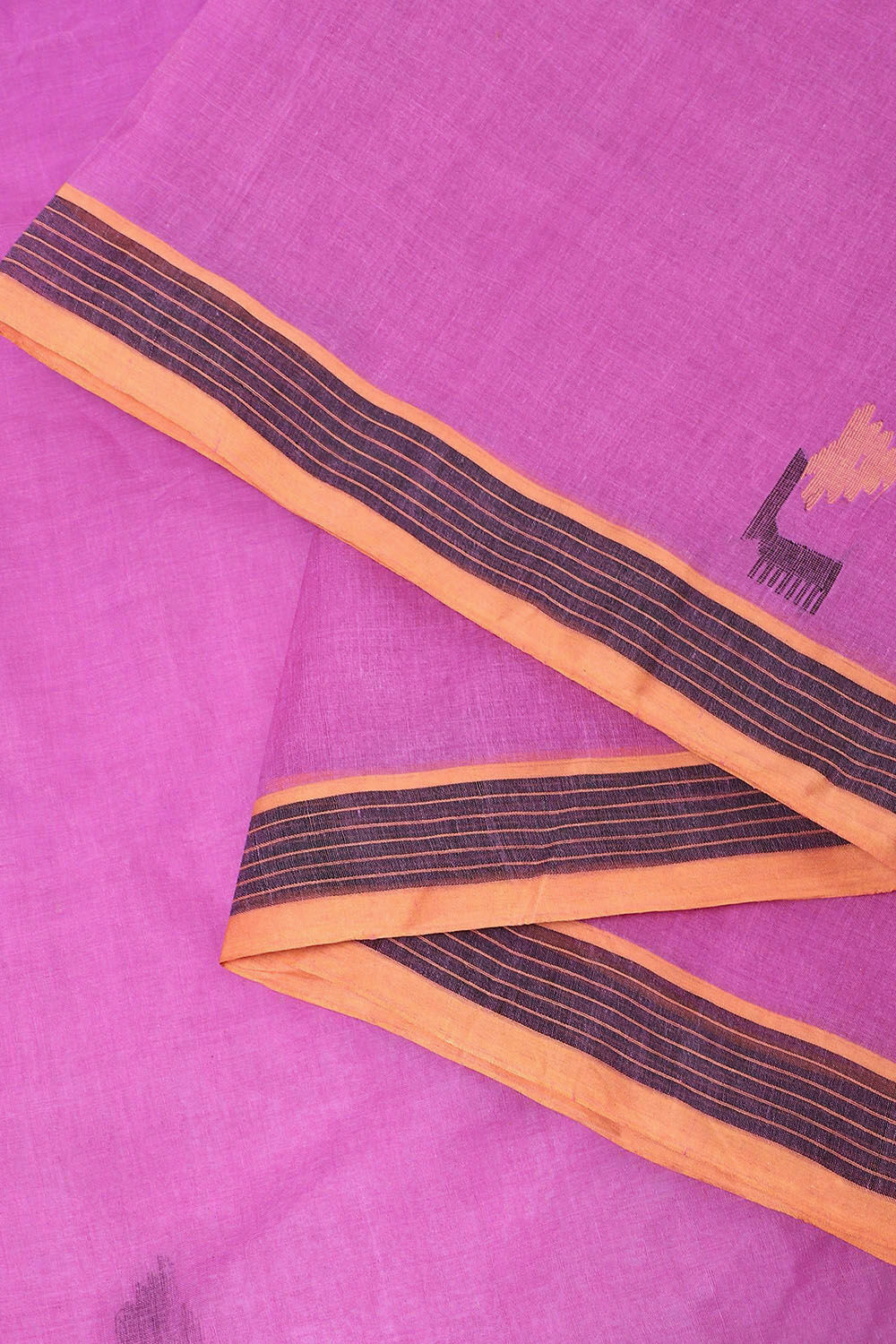Purple Pure Pink Cotton Bengal Saree image number null