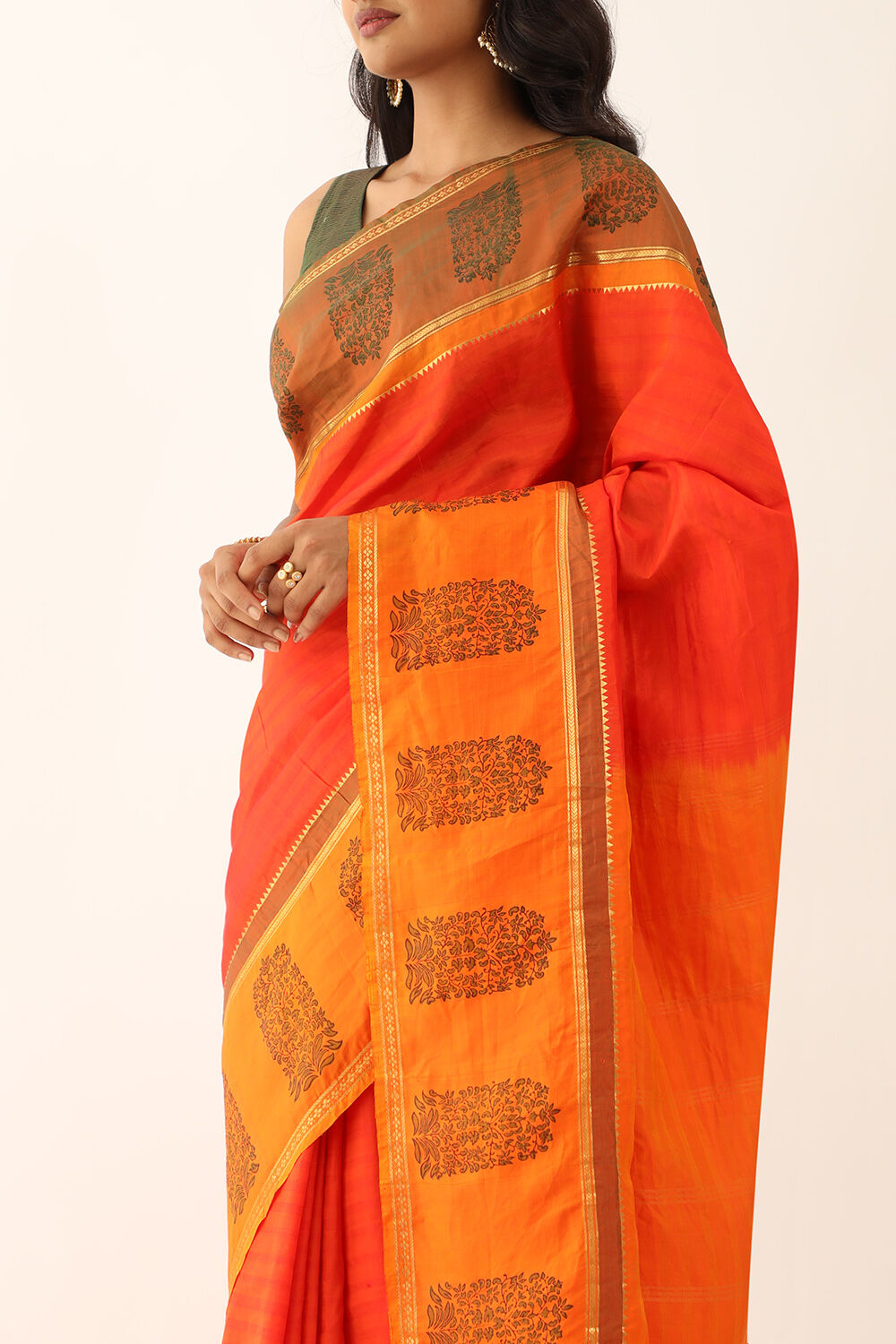 Orange Pure Soft South Printed Saree image number null