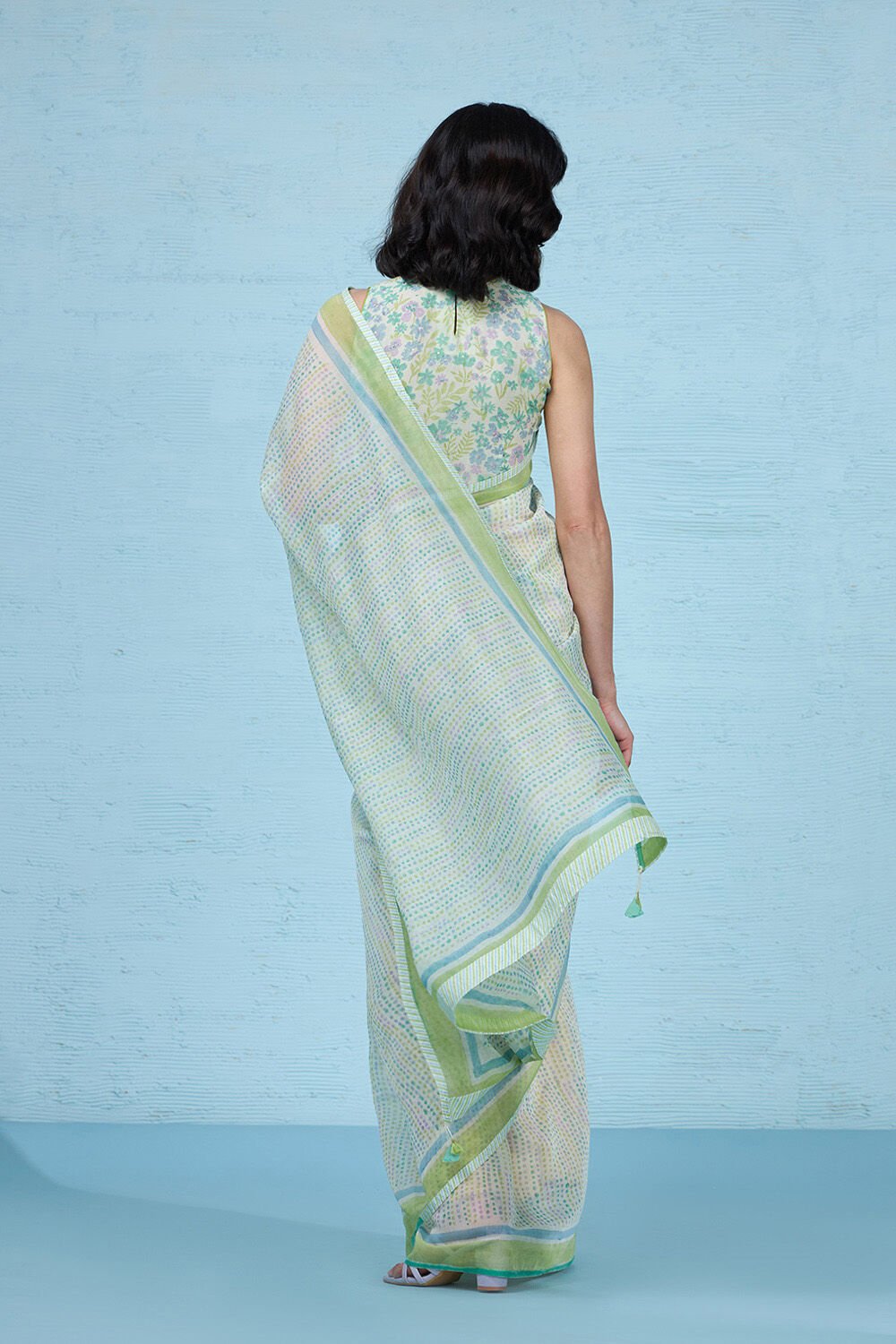 Green Rajasthan Pure Silk Cotton Printed Mukaish Saree image number null