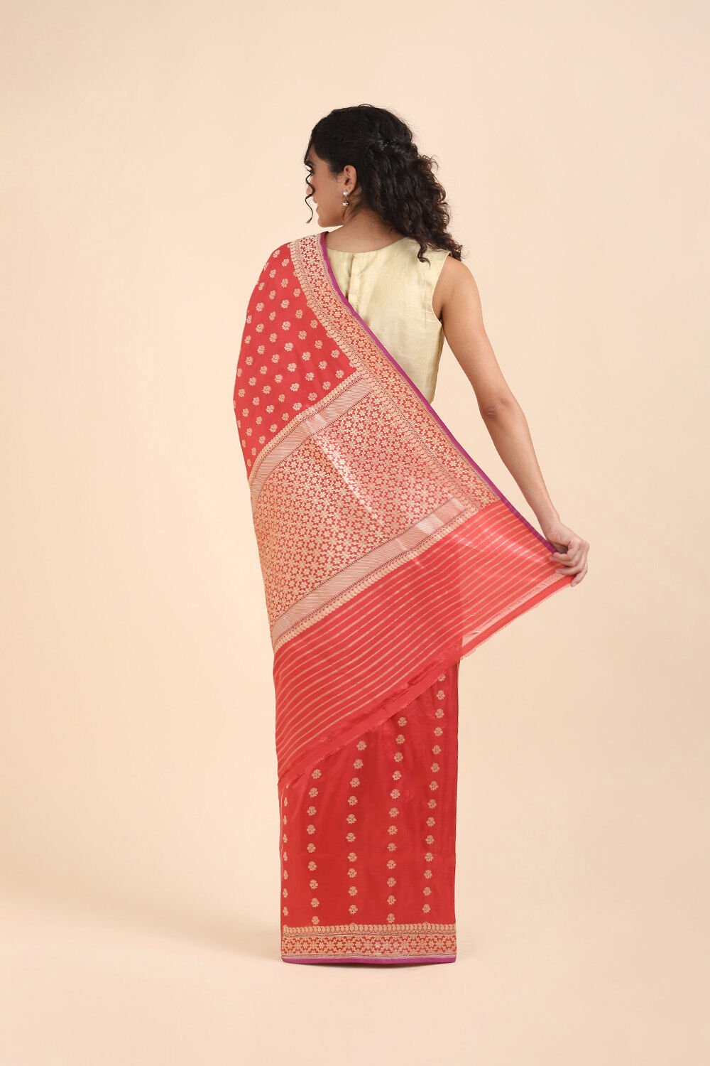 Dark Red Pure Silk Banarasi Saree image number null