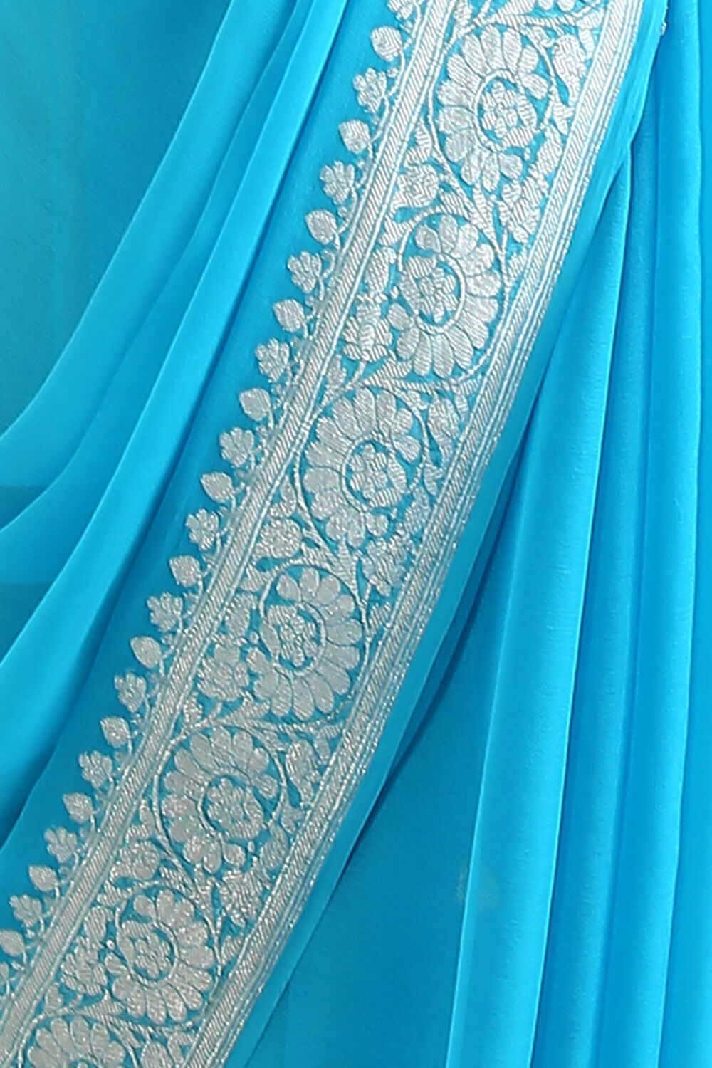 Blue Pure Georgette Banarasi Saree image number null