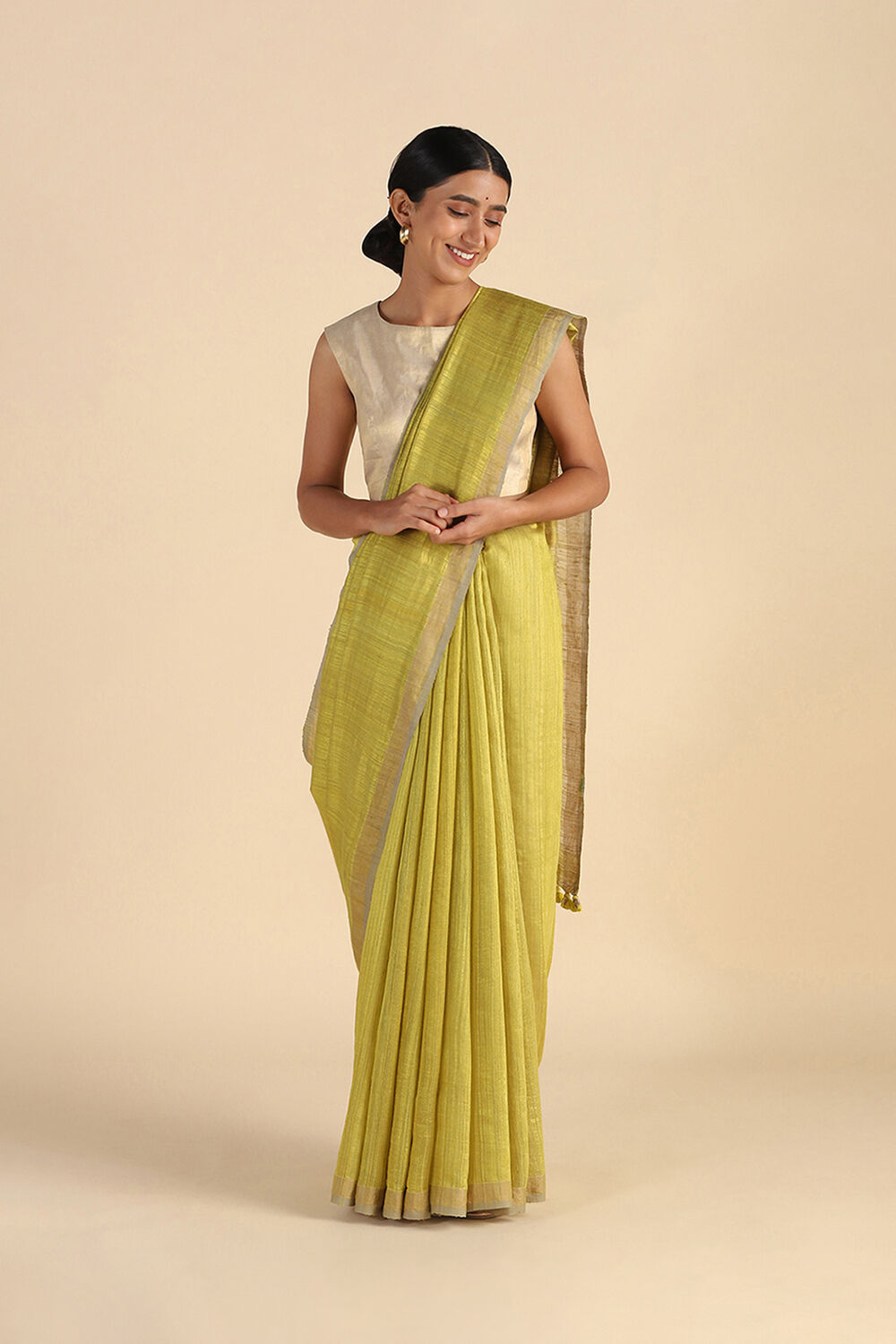Light Green Handwoven Bengal Pure Pure Silk Vanya Saree image number null