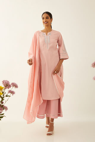 Light Pink Viscose Embroidered Kurta Set image number