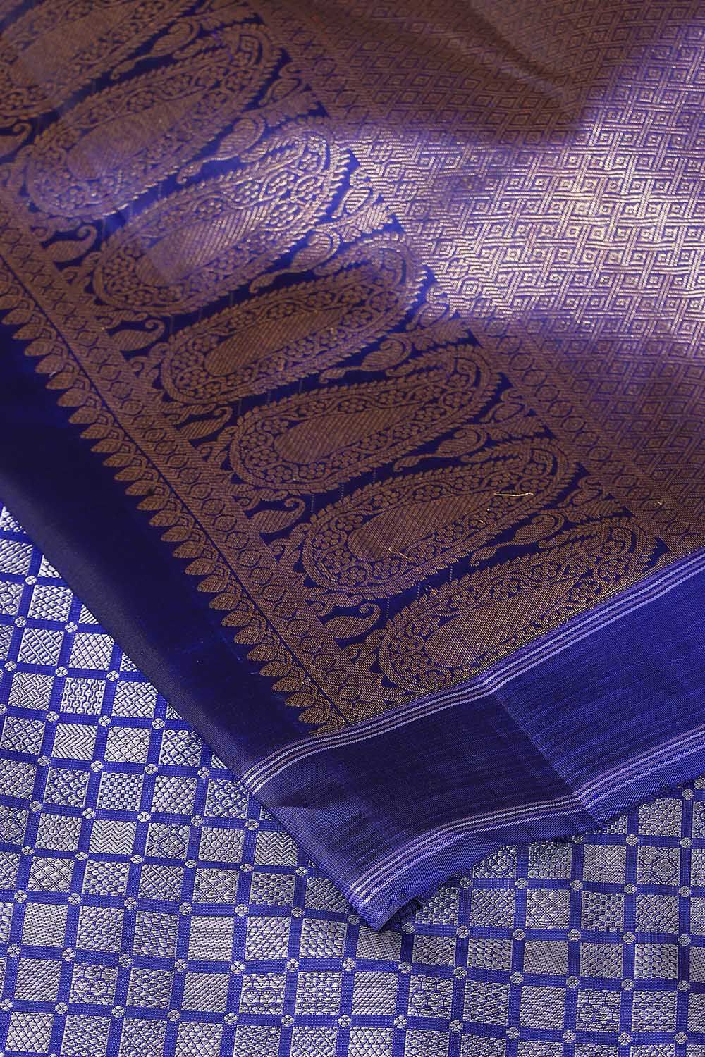 Dark Blue Pure Silk Kanjivaram Saree image number null
