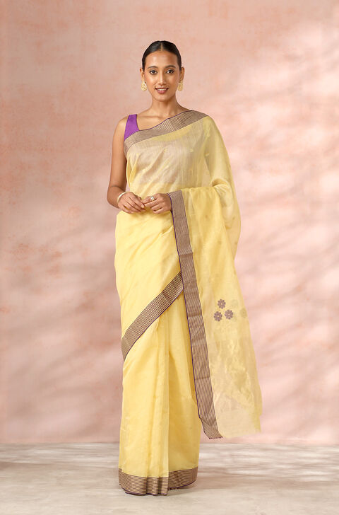Yellow Chanderi Pure Silk Cotton Woven Saree
