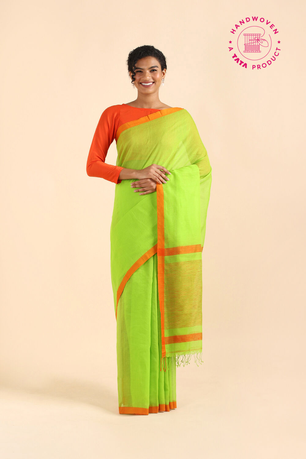 Light Green Pure Silk Cotton Bengal Saree image number null
