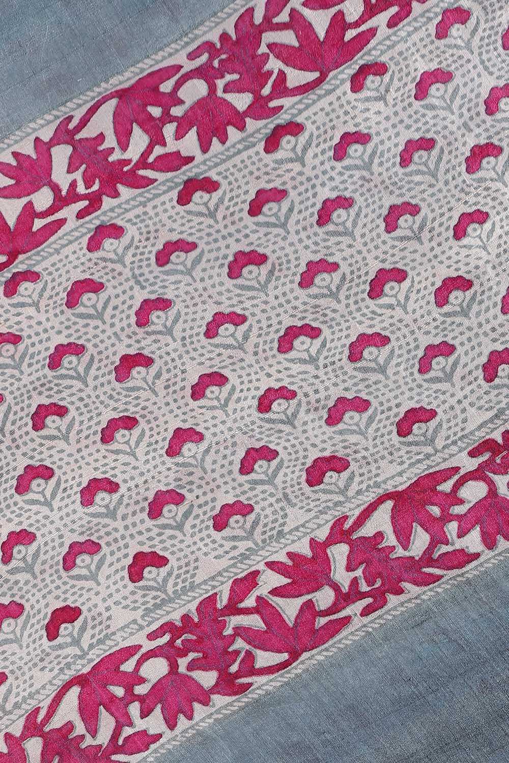 Grey Pure Silk Printed Saree image number null
