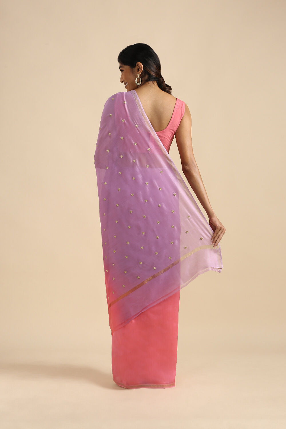 Light Violet Pure Silk Cotton Embroidered Saree image number null