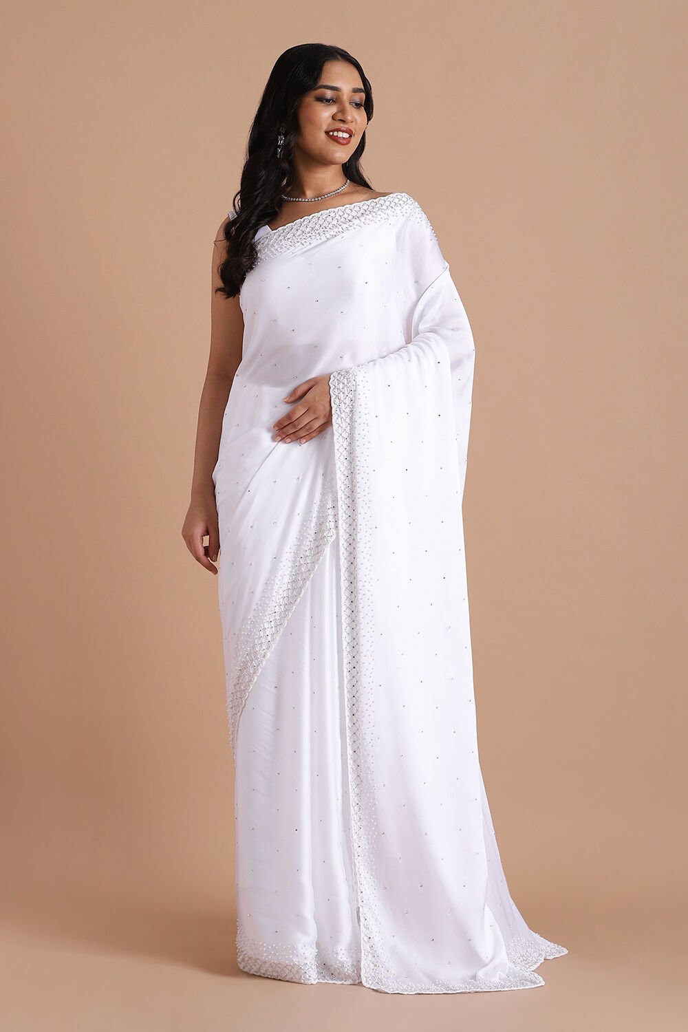 White Pure Embroidered Saree image number null