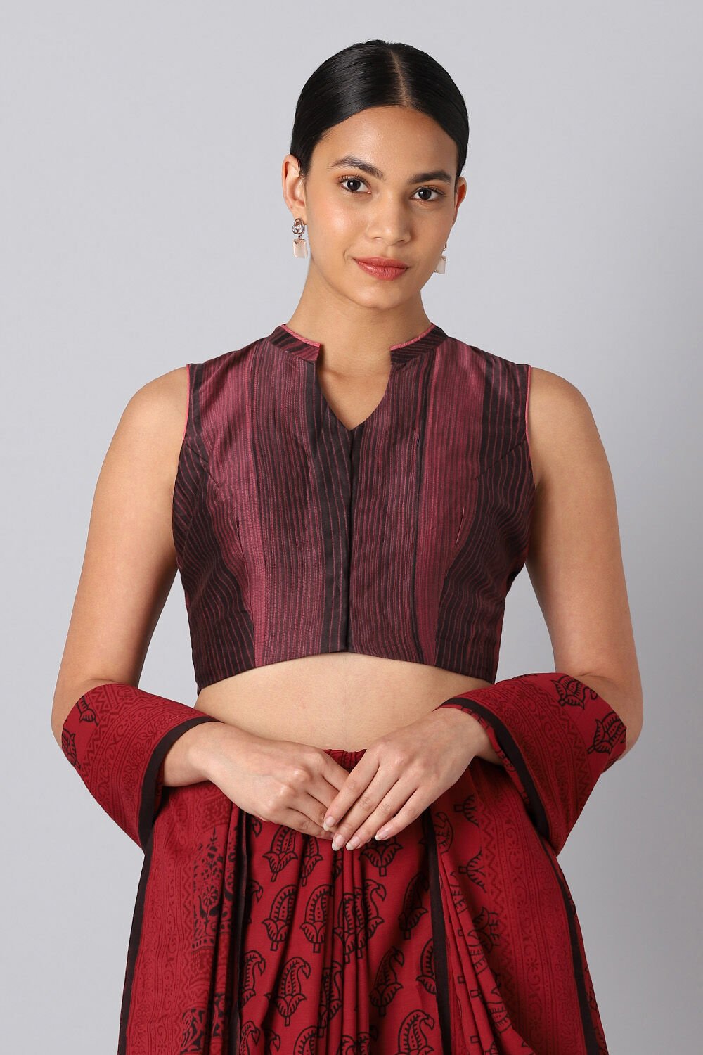 Red Tie and Dye Silk Cotton Blouse image number null