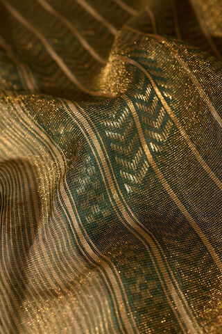 Dark Green Woven Pure Tissue Cotton Maheshwari Saree thumbnail image number null