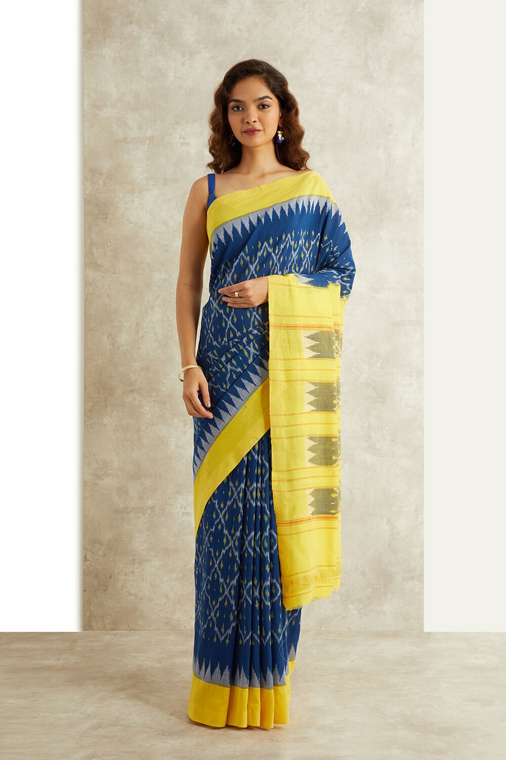 Blue Ikat Pure Cotton Pochampalli Saree image number null