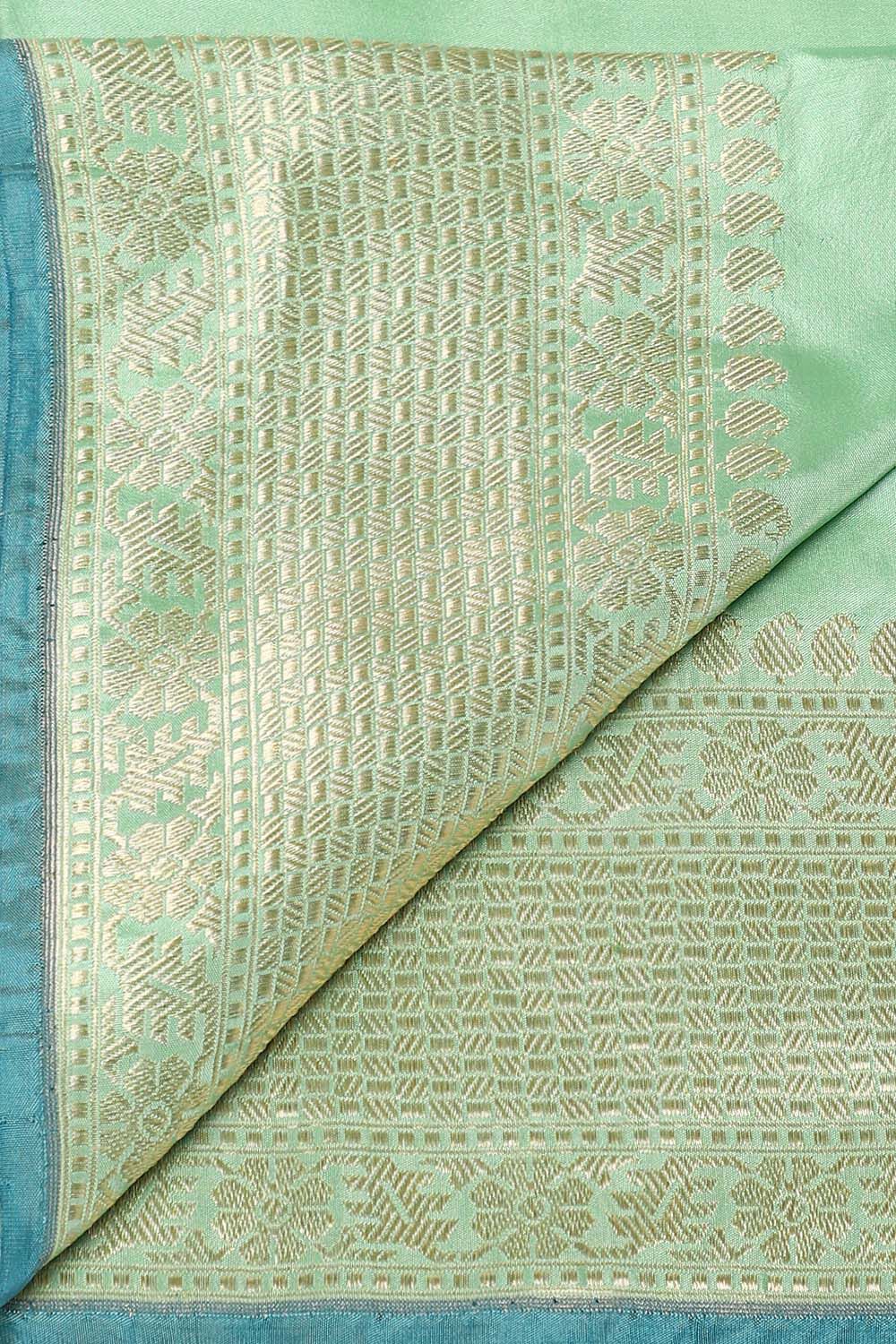 Light Green Pure Silk Banarasi Saree image number null