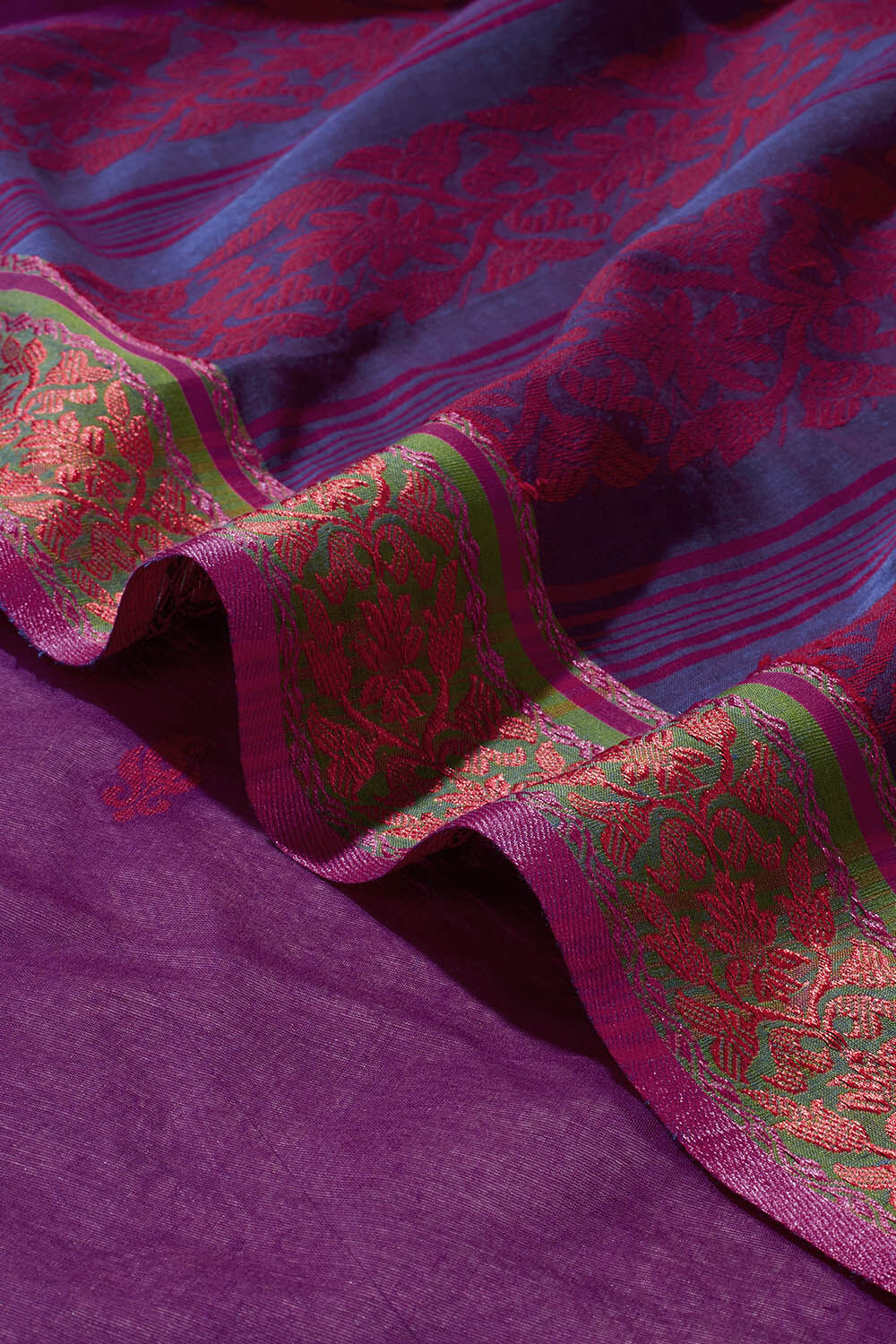 Purple Bengal Pure Cotton Jamdani Saree image number null