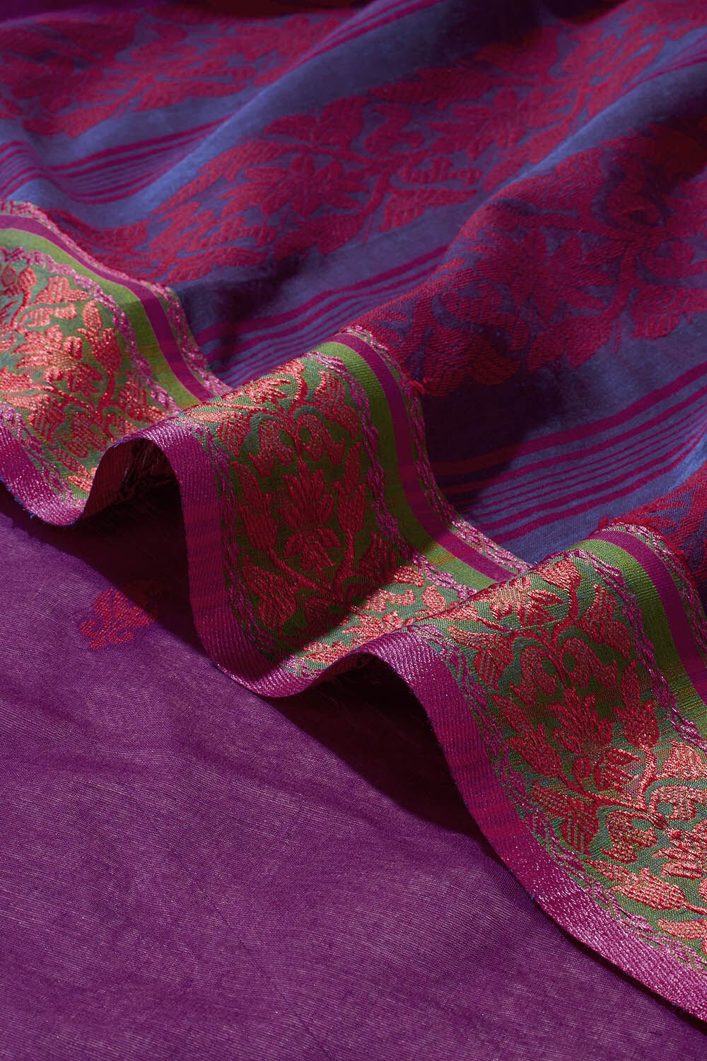 Purple Bengal Pure Cotton Jamdani Saree image number null