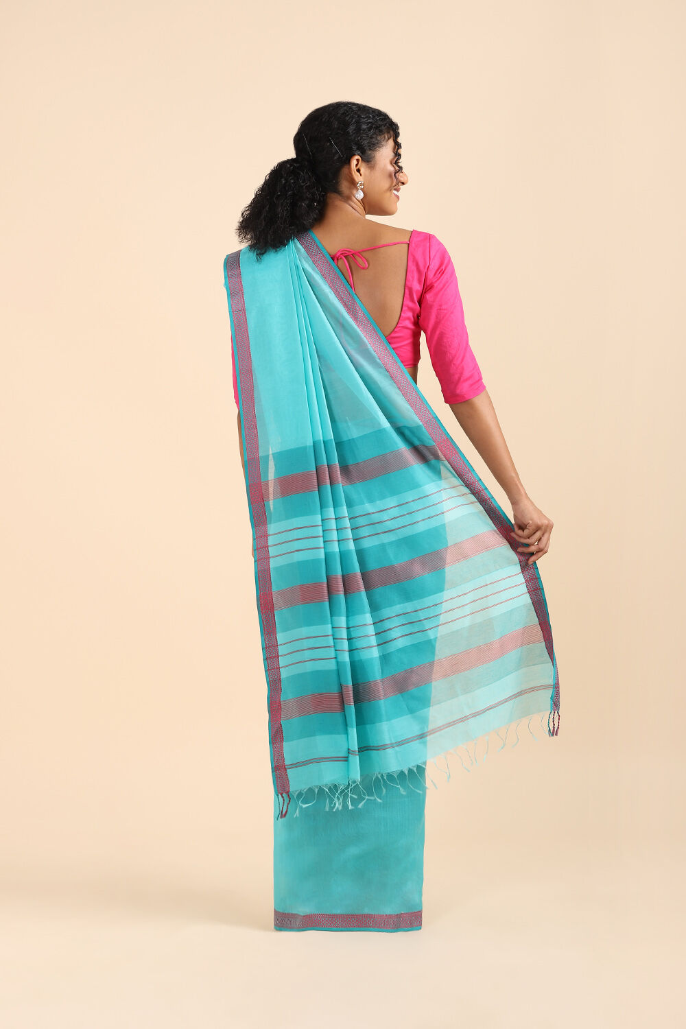 Light Blue Pure Silk Cotton Maheswari Saree image number null