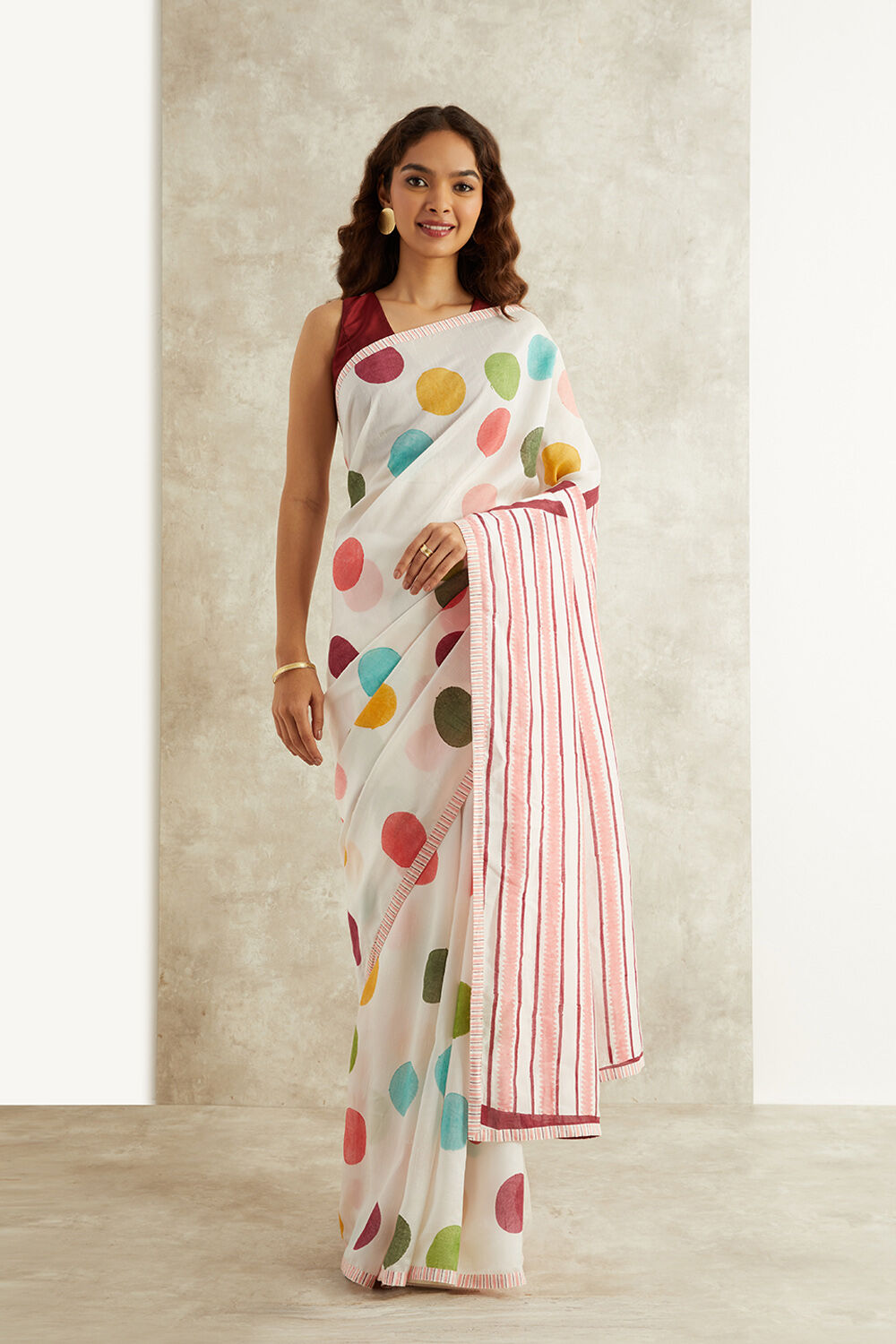 Multicoloured Block Printed Viscose Luxe Rajasthan Saree image number null