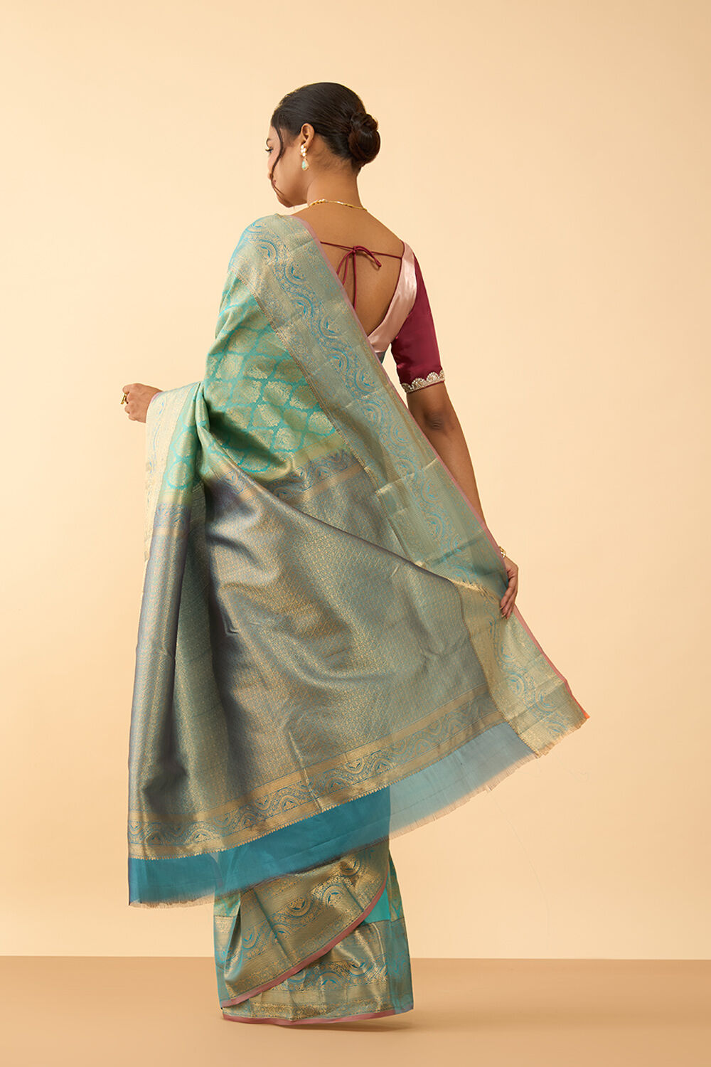 Light Blue Woven Silk Viscose Saree image number null