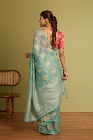 Light Blue Woven Viscose Tissue Saree thumbnail image number null