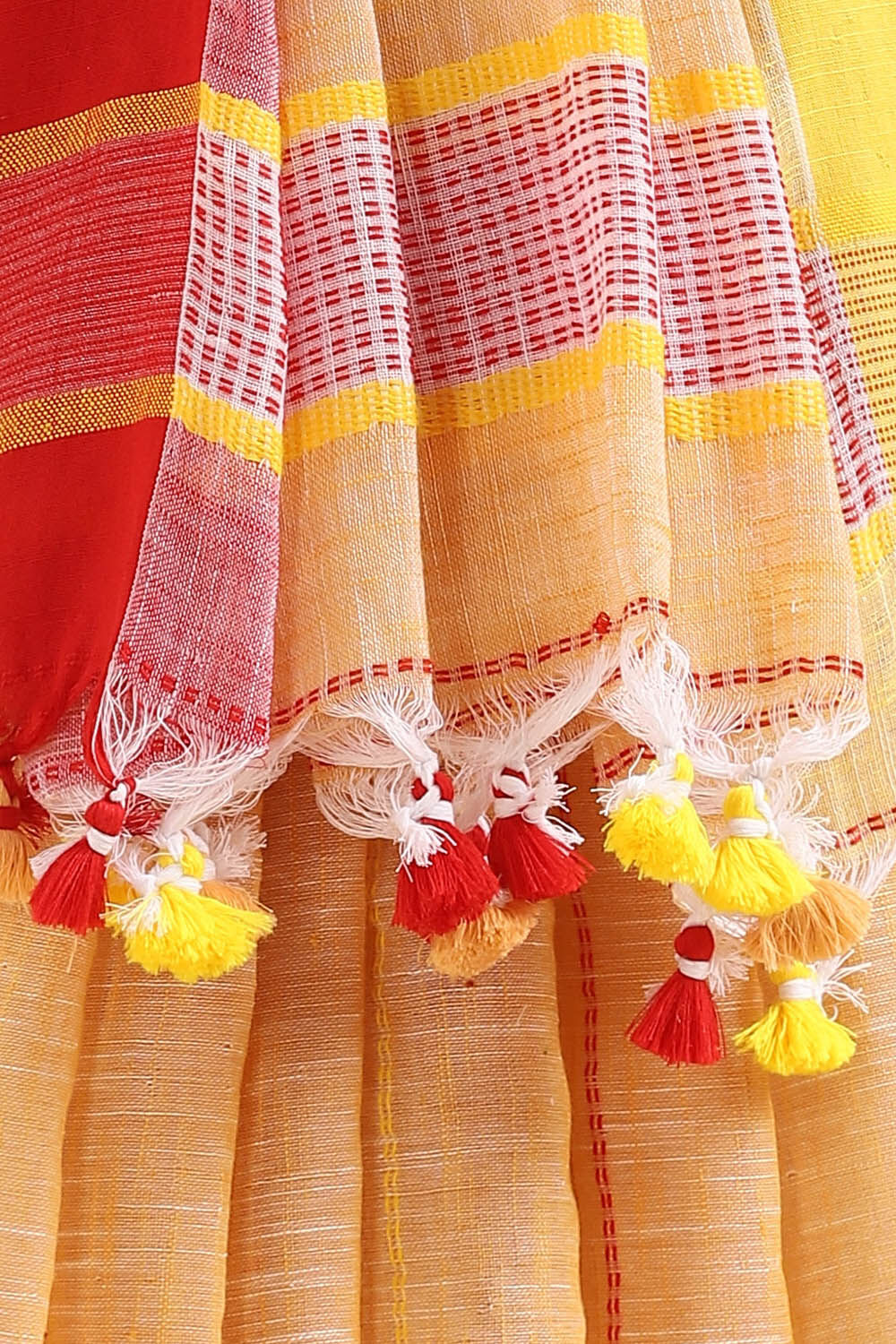 Light Pure Yellow Cotton Bengal Saree image number null