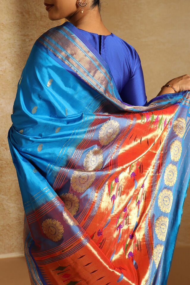 Blue Tapestry Pure Silk Paithani Saree