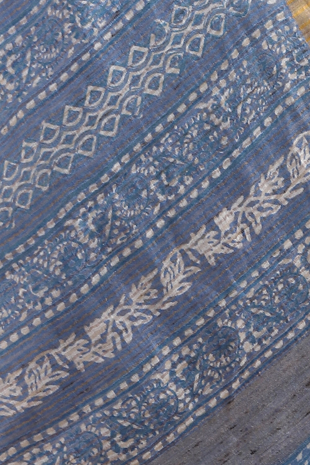Blue Pure Linen Printed Saree image number null