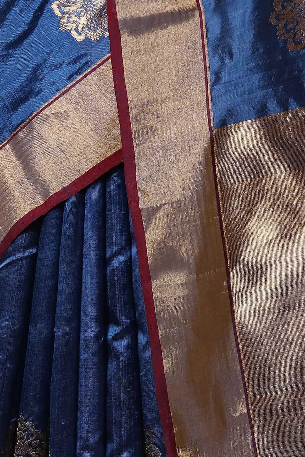 Dark Blue Pure Silk Chanderi Saree image number null