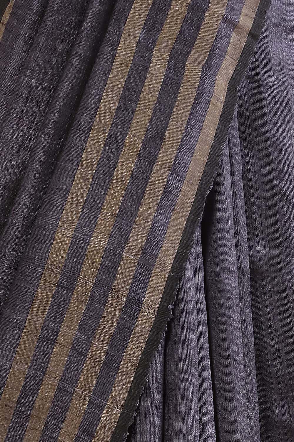 Grey Pure Tussar Silk Bhagalpuri Saree image number null