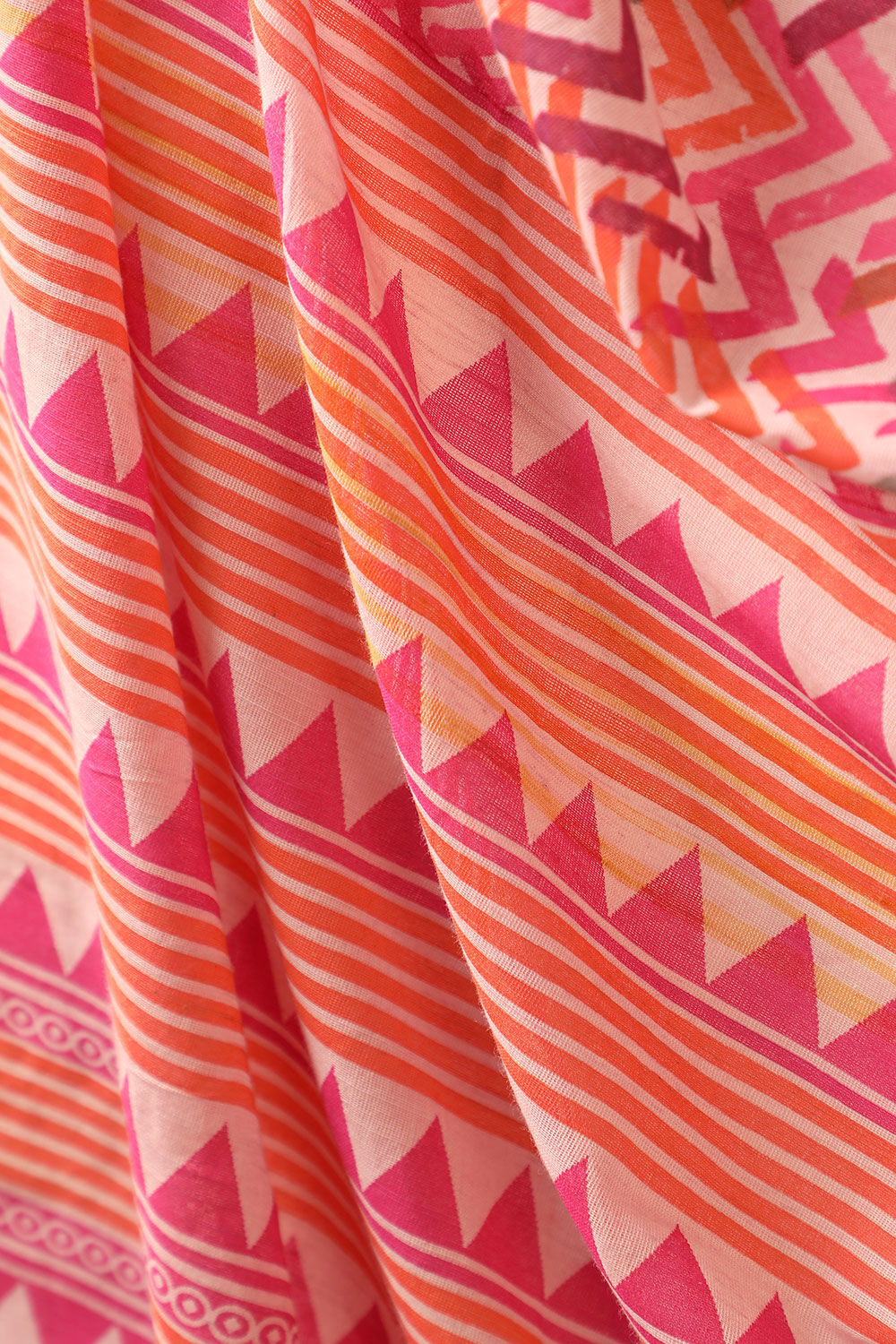 Pink Printed Bengal Pure Cotton Saree image number null