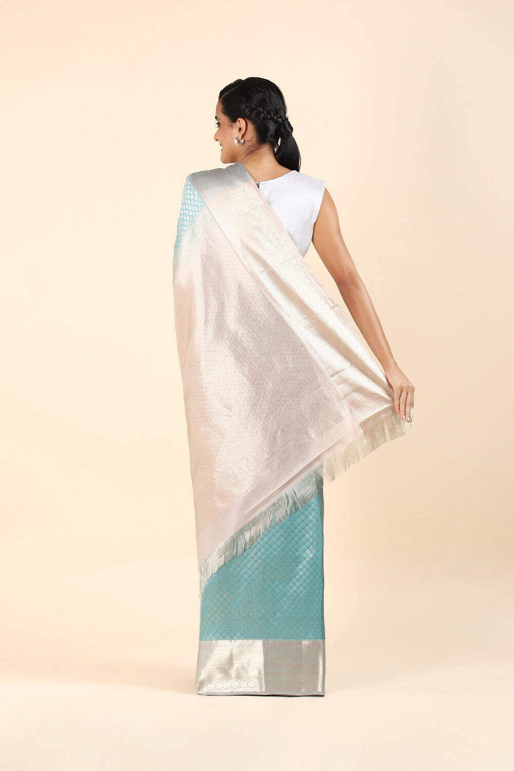 Light Blue Pure Silk Kanjivaram inspired Saree image number null