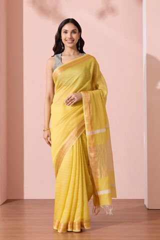 Yellow Bhagalpur Woven Silk Viscose Saree thumbnail image number null