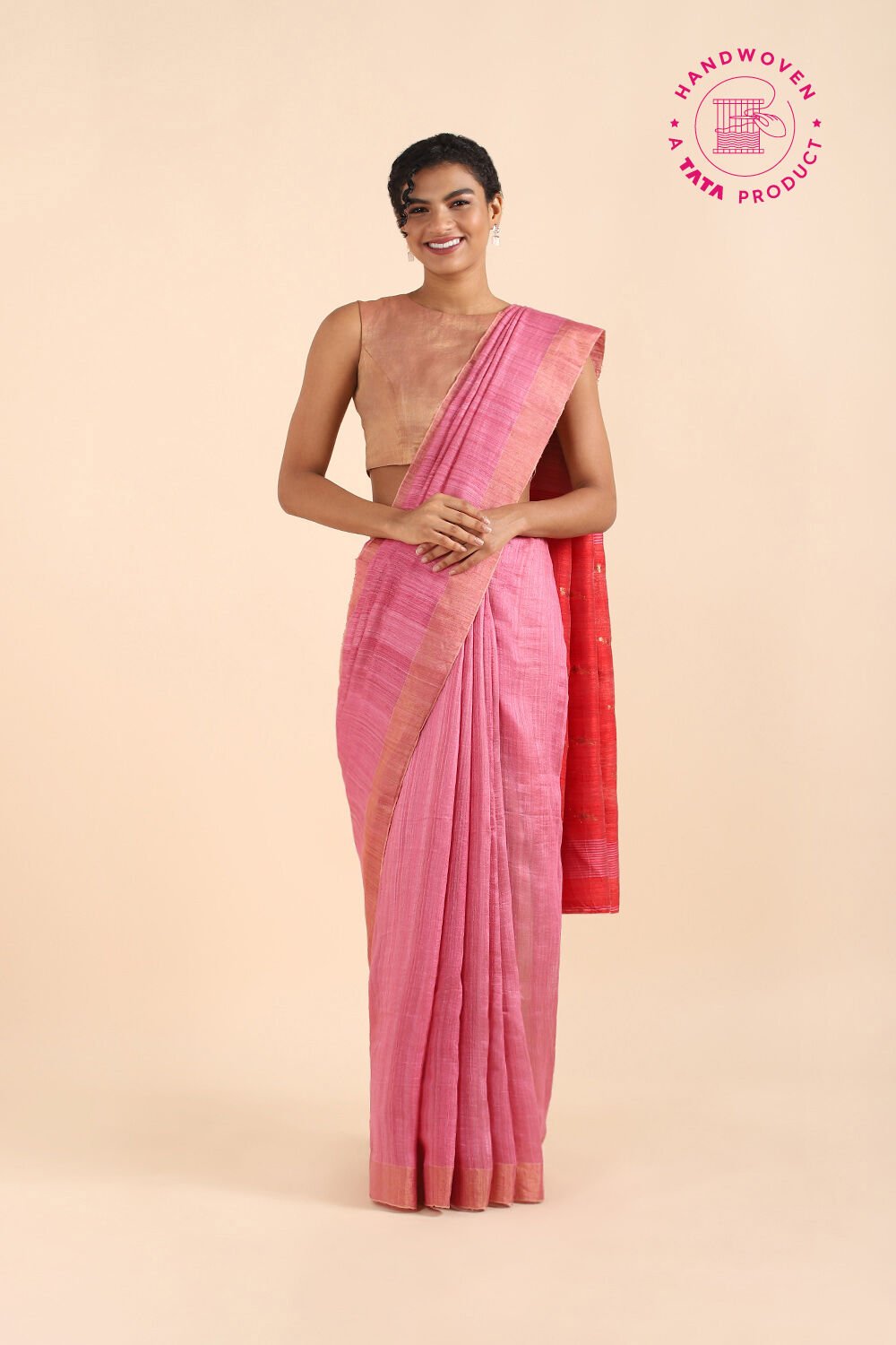 Pink Pure Silk Vanya Bengal Saree image number null