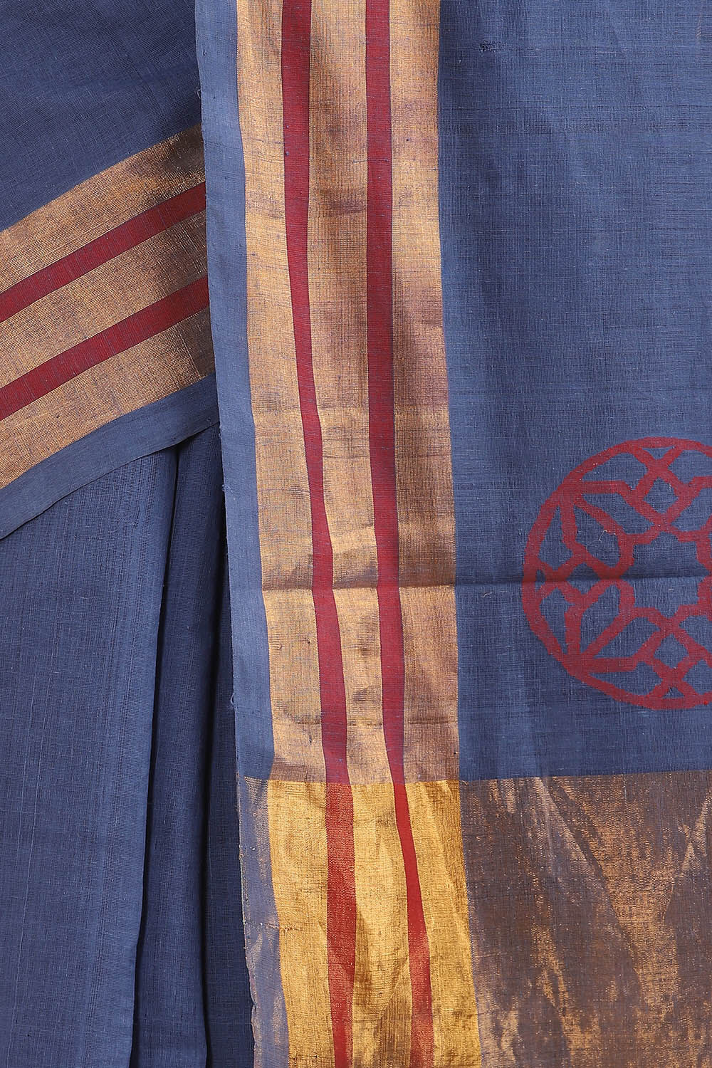 Blue Pure Khadi Cotton Ponduru Jamdani Saree image number null