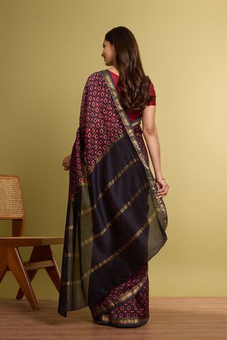 Black Pure Silk Cotton Batik Saree thumbnail image number null