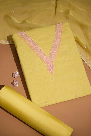 Light Yellow Viscose Embroidered Unstitched Suit Set