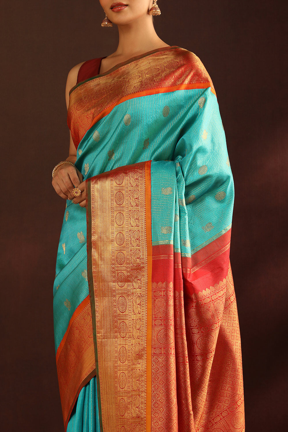 Blue Woven Pure Silk Kanjivaram Saree image number null