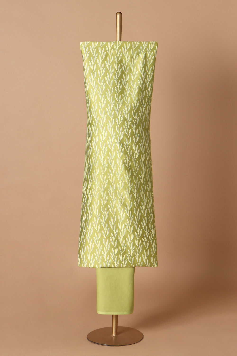 Yellow Silk and Cotton Printed Unstitched Suit Set image number null