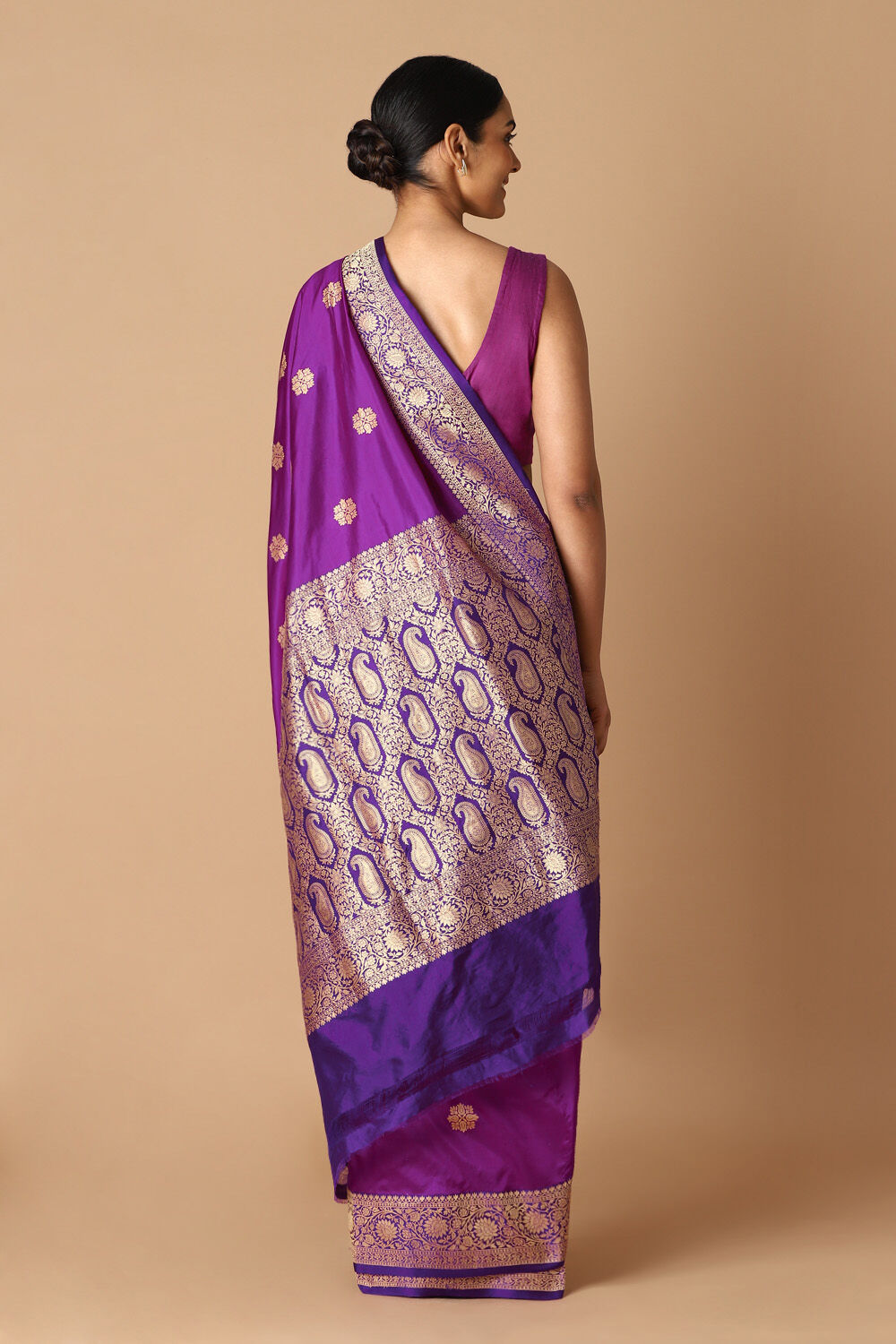 Violet Pure Silk Banarasi Saree image number null