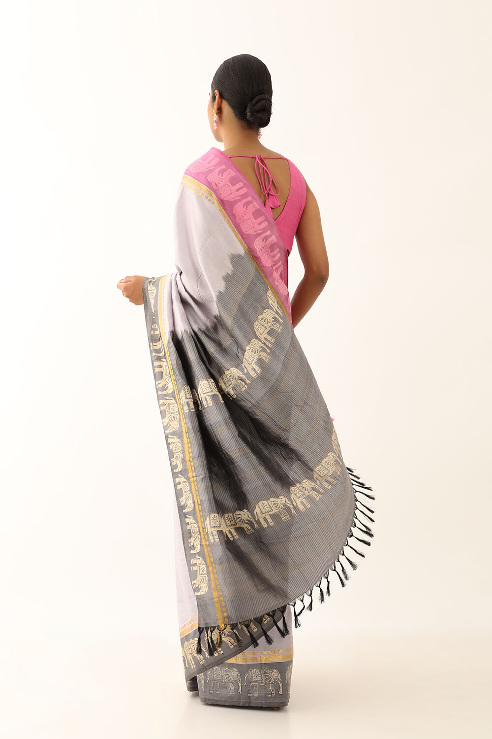 Grey Pure Silk South Printed Saree image number null