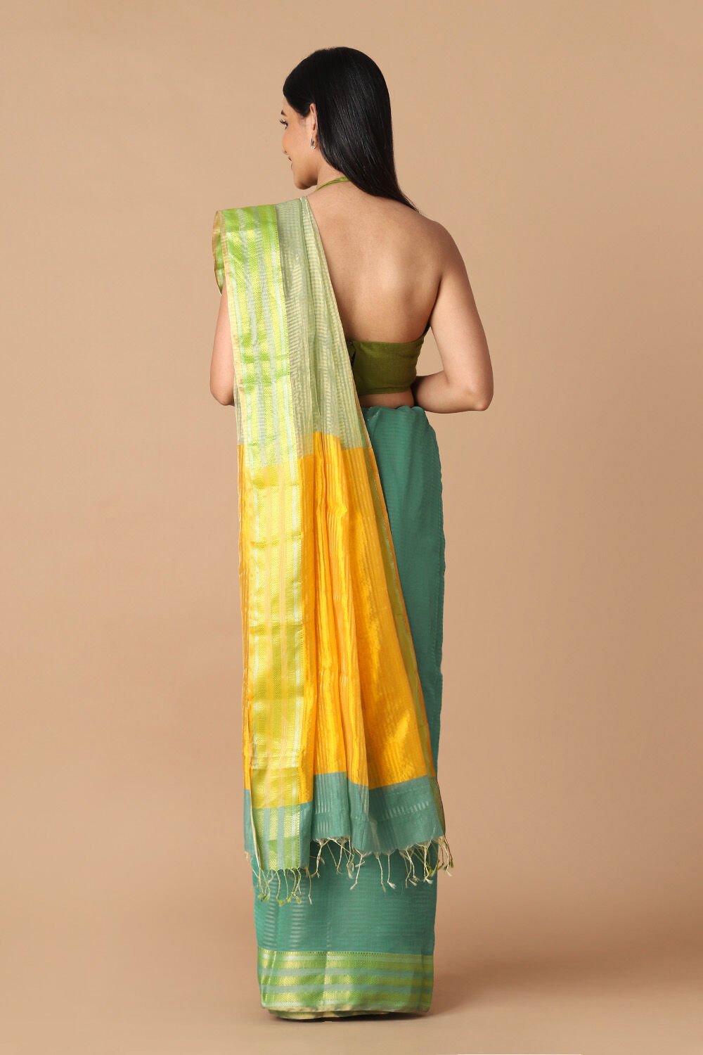 Light Green Pure Silk Cotton Maheswari Saree image number null