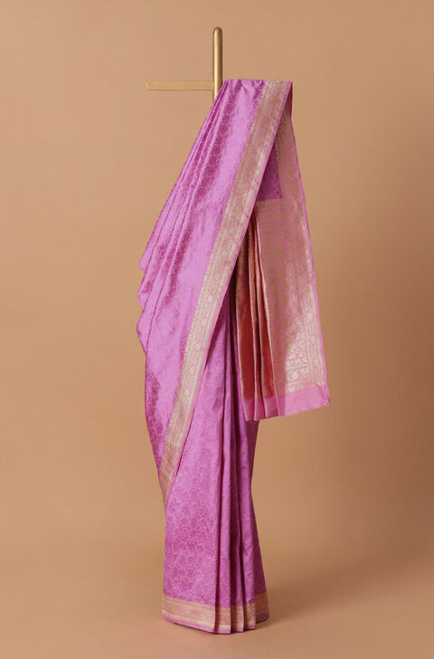Light Pink Pure Silk Banarasi Brocade Saree